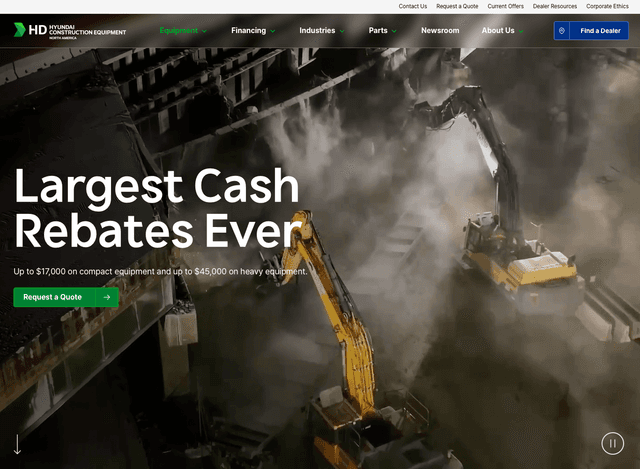 Hyundai Construction Equipment Website